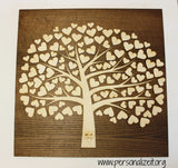 Tree of Life with Hearts Wooden Wedding Guestbook Alternative
