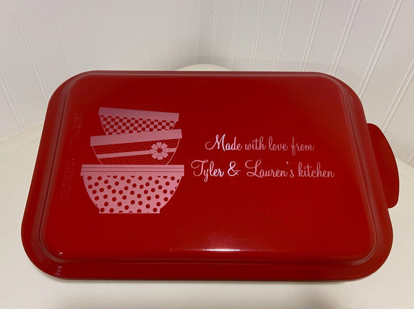 9x13 - Covered Cake Pan w/Lid - Stainless Steel - Personalized Pan