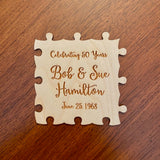 Anniversary puzzle guestbook, custom engraved wooden puzzle to sign