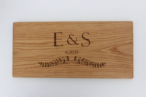 Engraved Cutting Boards~Initials with Laurel Design