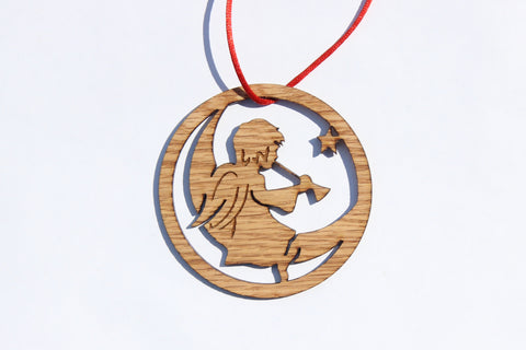 Trumpeting Angel Wooden Ornament