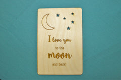 Love You to the Moon ~ Wooden Postcard
