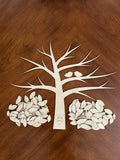 Custom cut and engraved wooden tree for weddings, anniversaries, retirements, etc.  Wooden tree wedding guestbook alternative.  DIY wedding tree kit  personalizeit.org