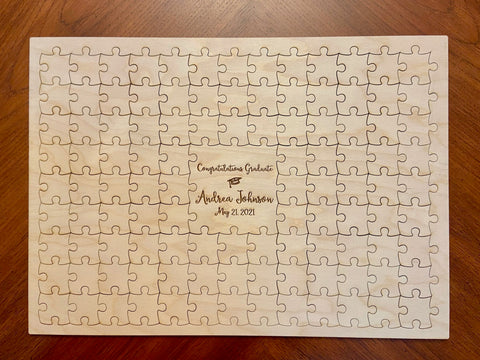 Graduation, retirement, wedding, anniversary, etc. wooden engraved guestbook puzzle alternative.  