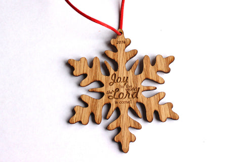 Joy to the World Wooden Snowflake Ornament