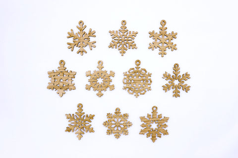 Wooden Snowflake Ornaments~Variety Set of 10