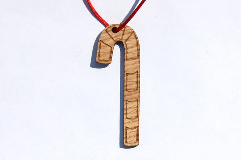 Candy Cane 1 Wooden Ornament