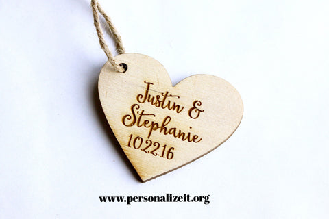 Save the Date Wooden Heart Tag www.personalizeit.org