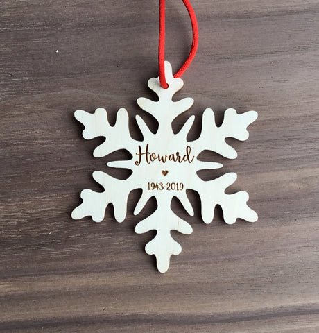 Personalized Memorial Wooden Snowflake Christmas Ornament – Personalize It!